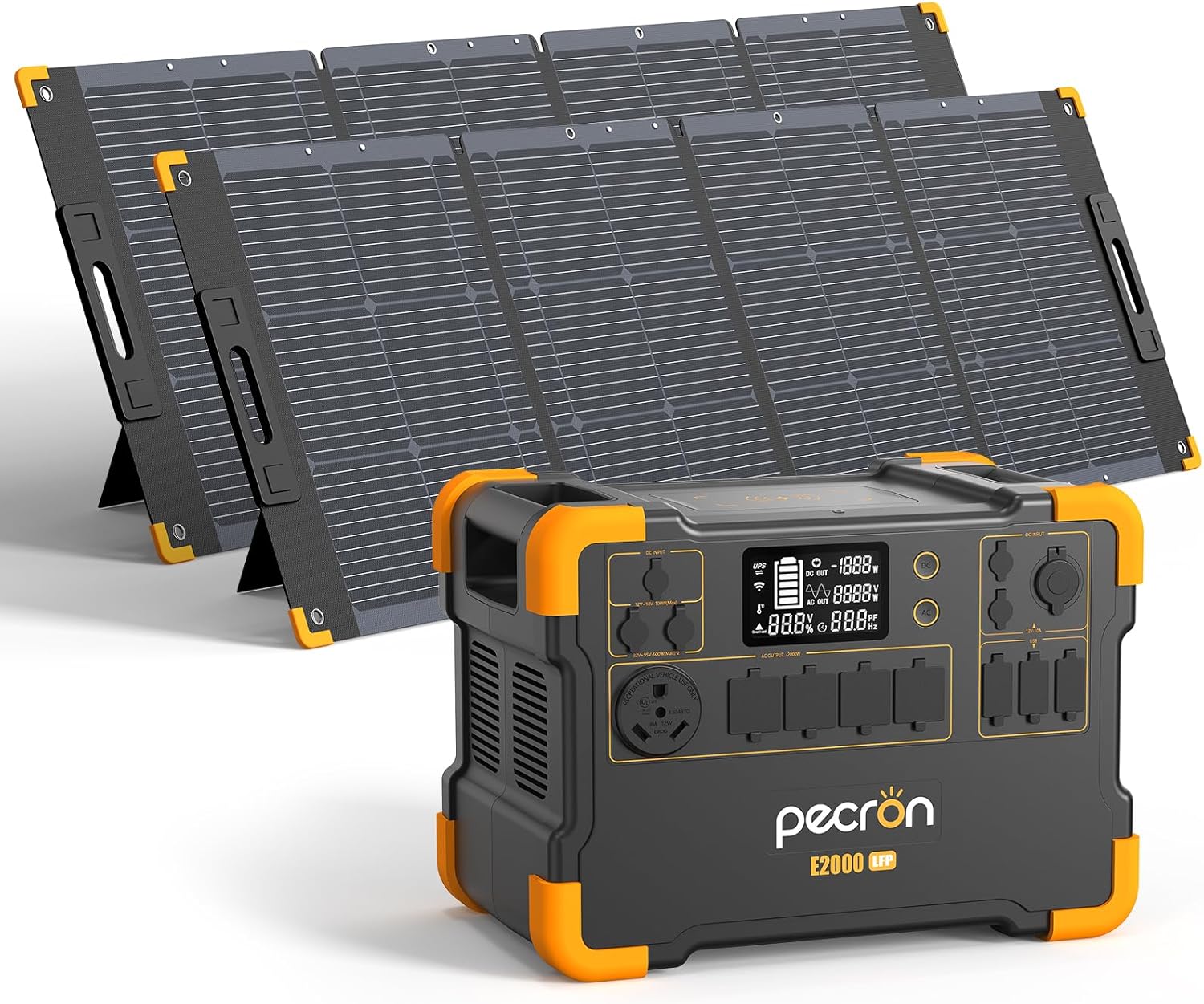 pecron Solar Generator E2000LFP with 2x200W Solar Panels, 1920Wh Portable - B0D91KV51C