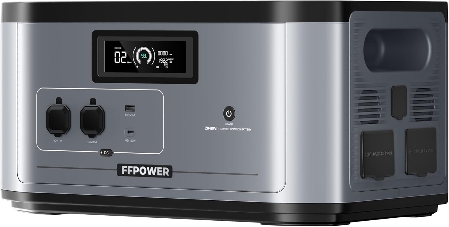 Portable Solar Generator 2048Wh Extra Lifepo4 Expansion Battery, FFPOWER B2000 - B0D98DS7HD