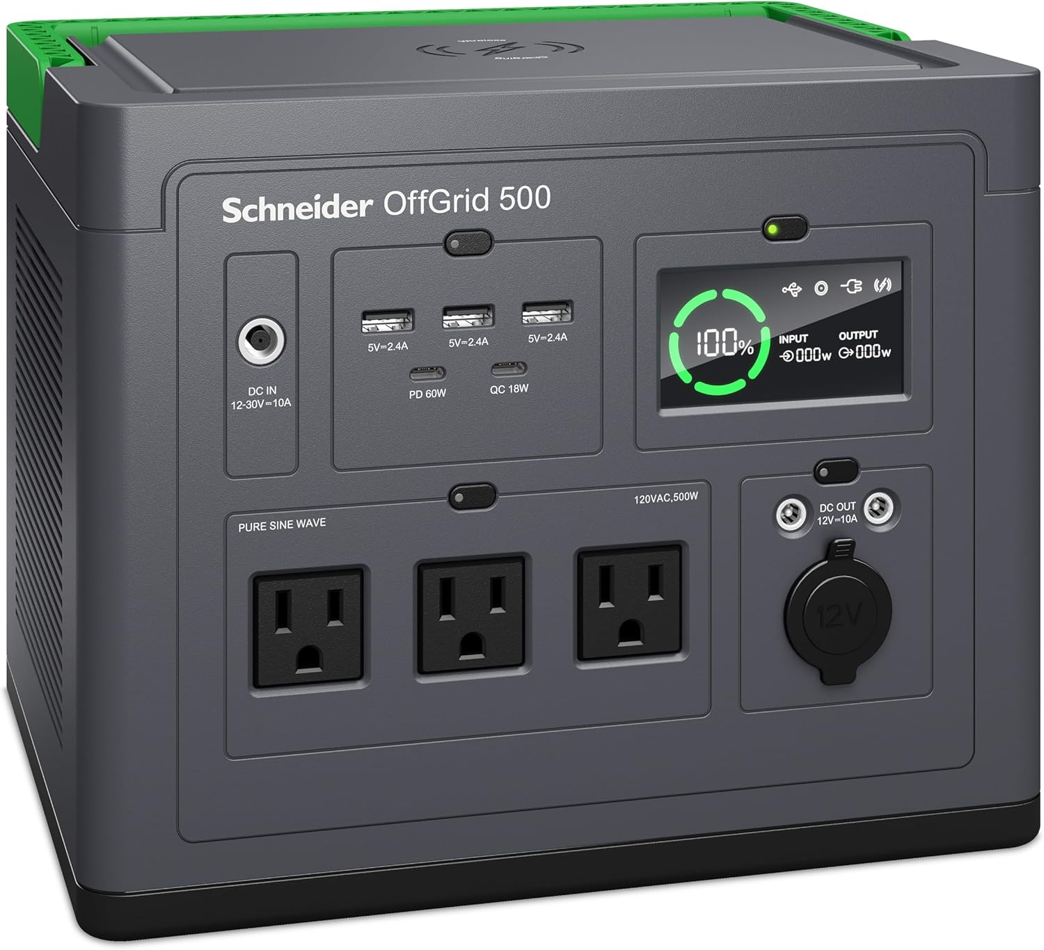 Schneider OffGrid Portable Power Station 500, 517Wh Portable Solar Generator - B0DCX5SCDH