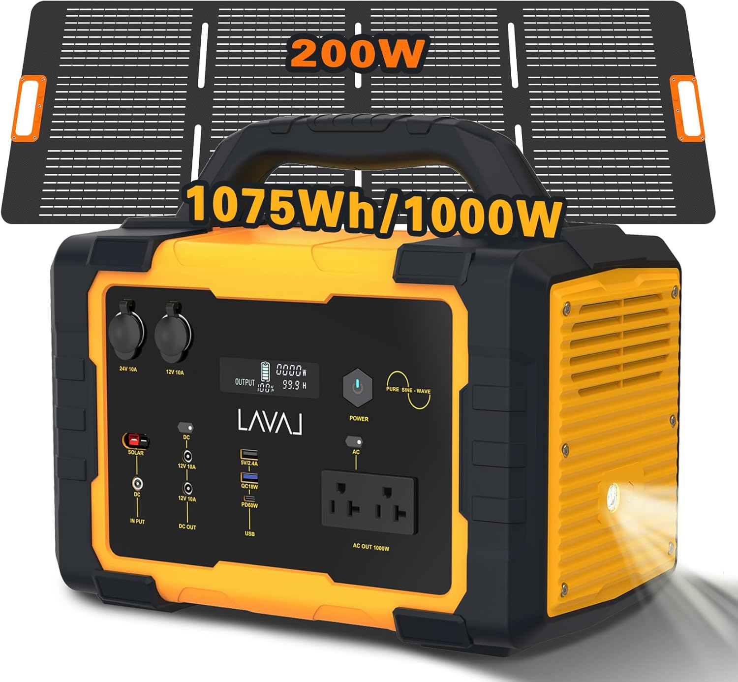 Solar Generator 1000W Portable Power Station with 200W Foldable Solar - B0CW56JMH9