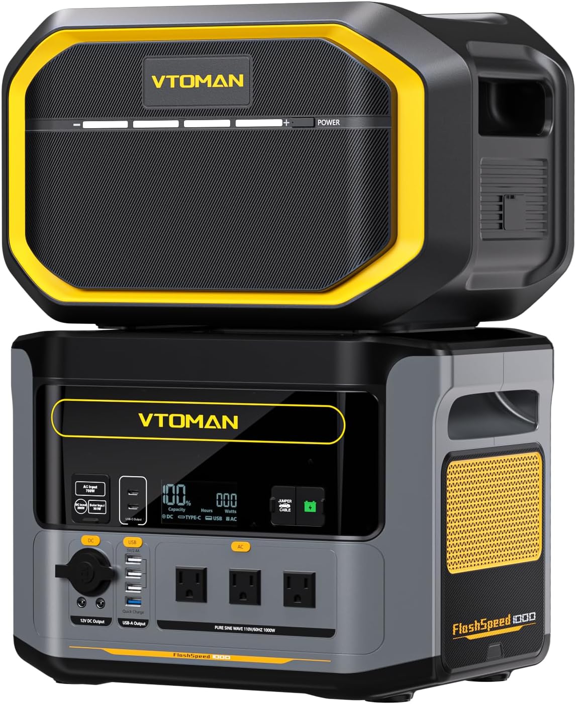 VTOMAN FlashSpeed 1000 Portable Power Station with Extra Battery - - B0D78X9KG7