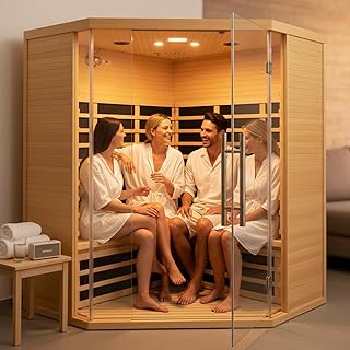 DWKWE Corner Home Sauna for 3-4 Person | Low EMF Far Infrared Sauna Room with – B0GHRJKNZ8