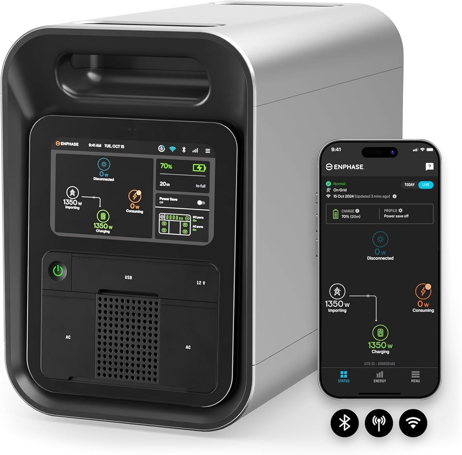 Enphase IQ PowerPack 1500 Portable Power Station, 1500 W LFP - B0DVZ8ML4J