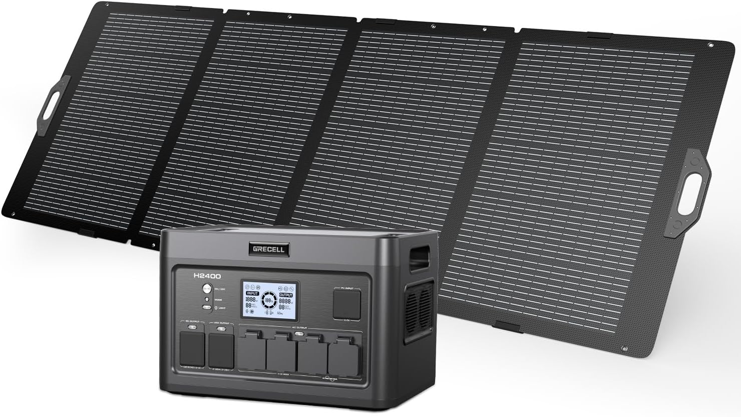 GRECELL Portable Power Station 2400W with 350W Foldable Solar Panel, - B0F5BF8H29