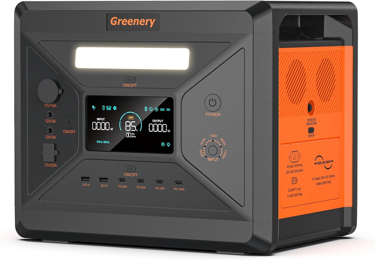 Greenery Portable Power Station 2500W/2304Wh, Electric Generator 1.5H Fast Charging – B0F3HYT448
