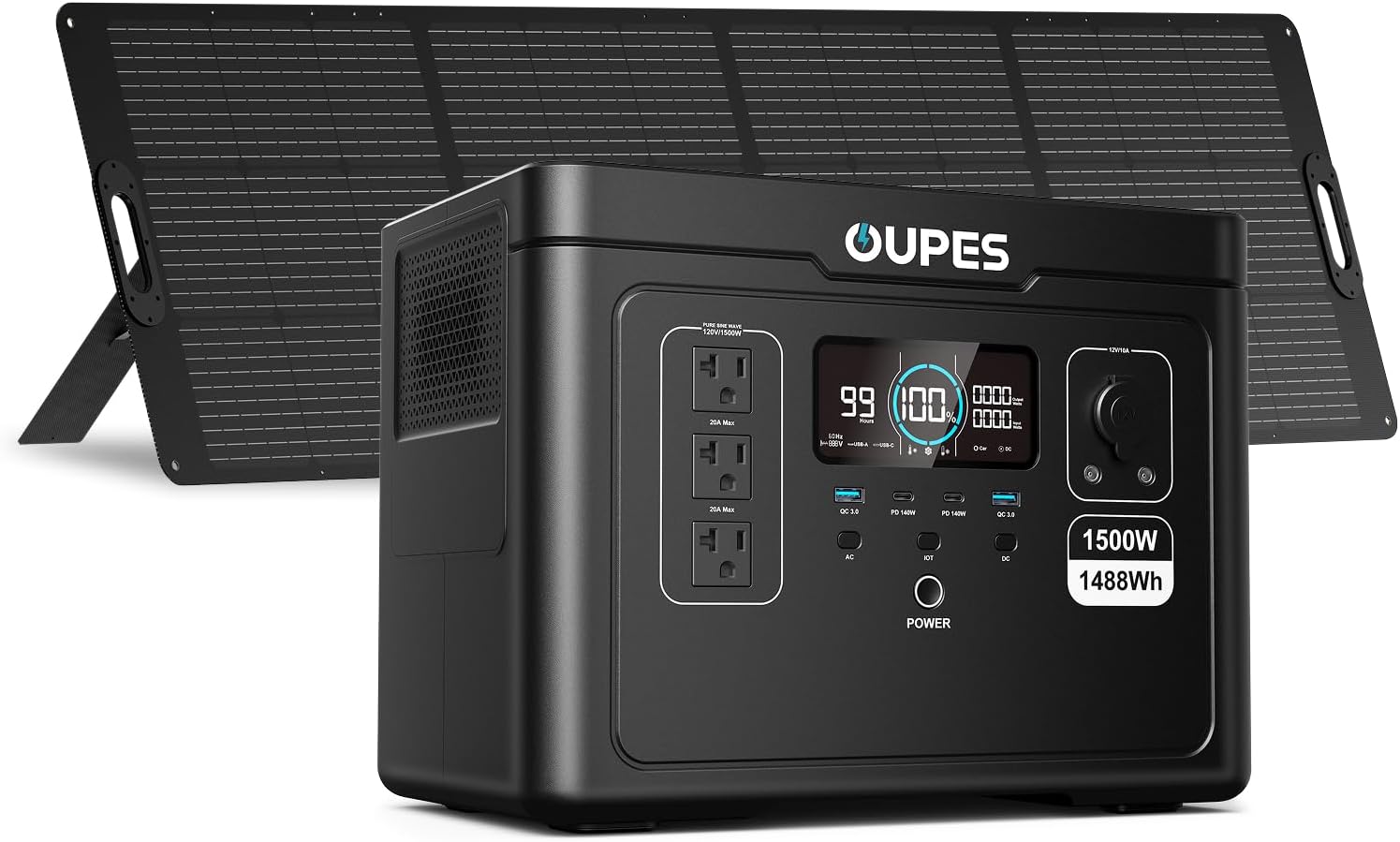 OUPES Exodus 1500 1500W Solar Generator Kit with 240W Panel – B0DZ21G14P