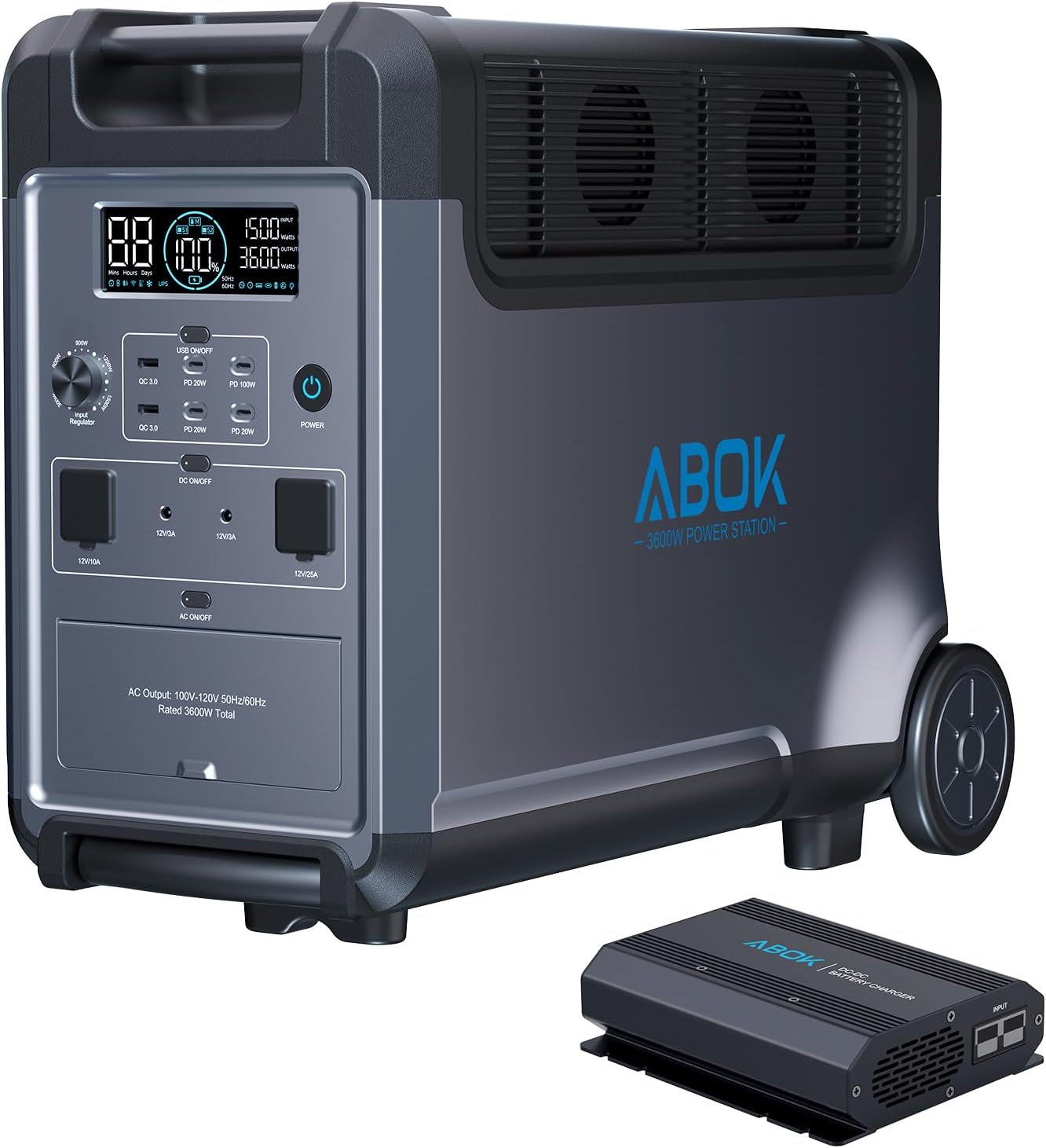 Portable Power Station with 500W Alternator Charger, 3840Wh LiFePO4 Battery, - B0F47NG9SP