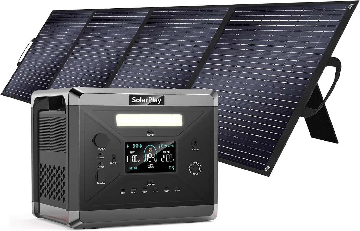 SolarPlay Portable Power Station 2400W, 2106Wh Solar Generator with 200W - B0DVQWTHWG