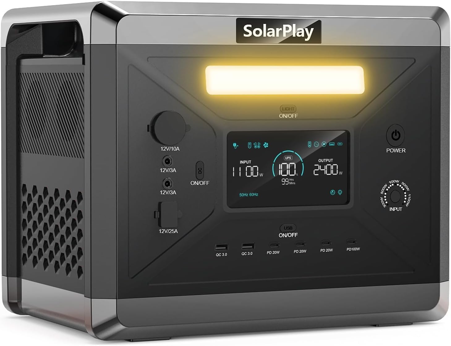 SolarPlay Portable Power Station 2400W(Peak 4800W), 2160Wh Solar Generator 1.5Hrs – B0DX26XNYX