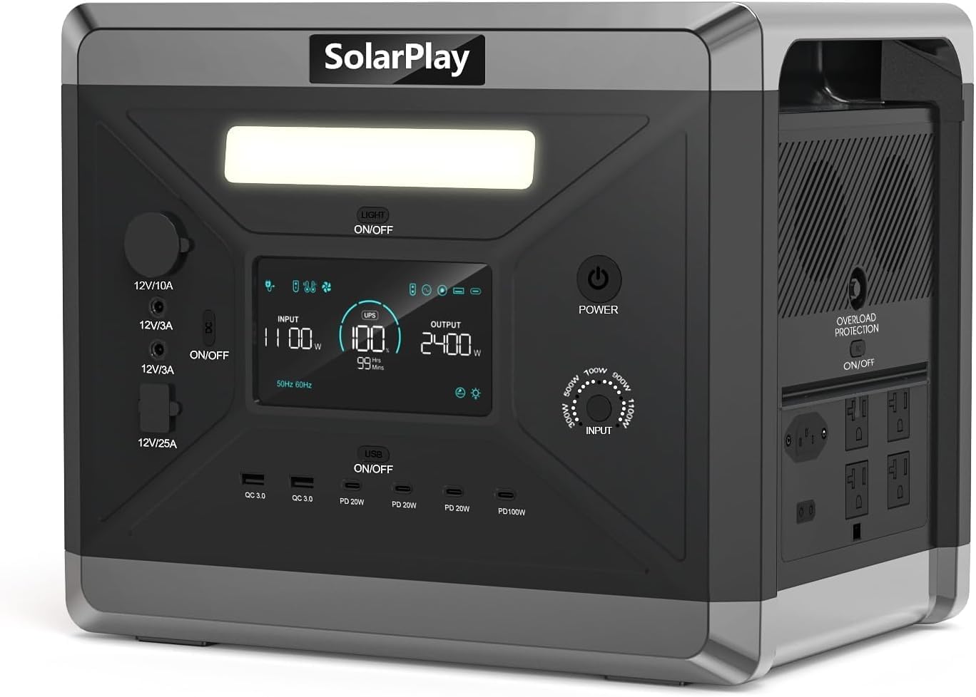 SolarPlay Q2402M Portable Power Station, 2304Wh Solar Generator, LiFePO4 Battery, – B0DS66JVWM