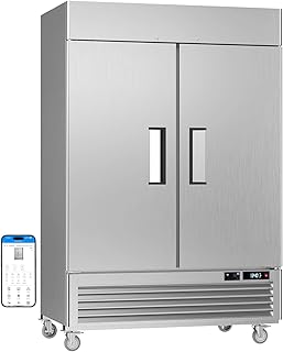 VEECOOL 54.4" W Commercial Refrigerator WiFi Enabled Stainless Steel 2 Door Reach in Fridge with - B0GGH7NP4N