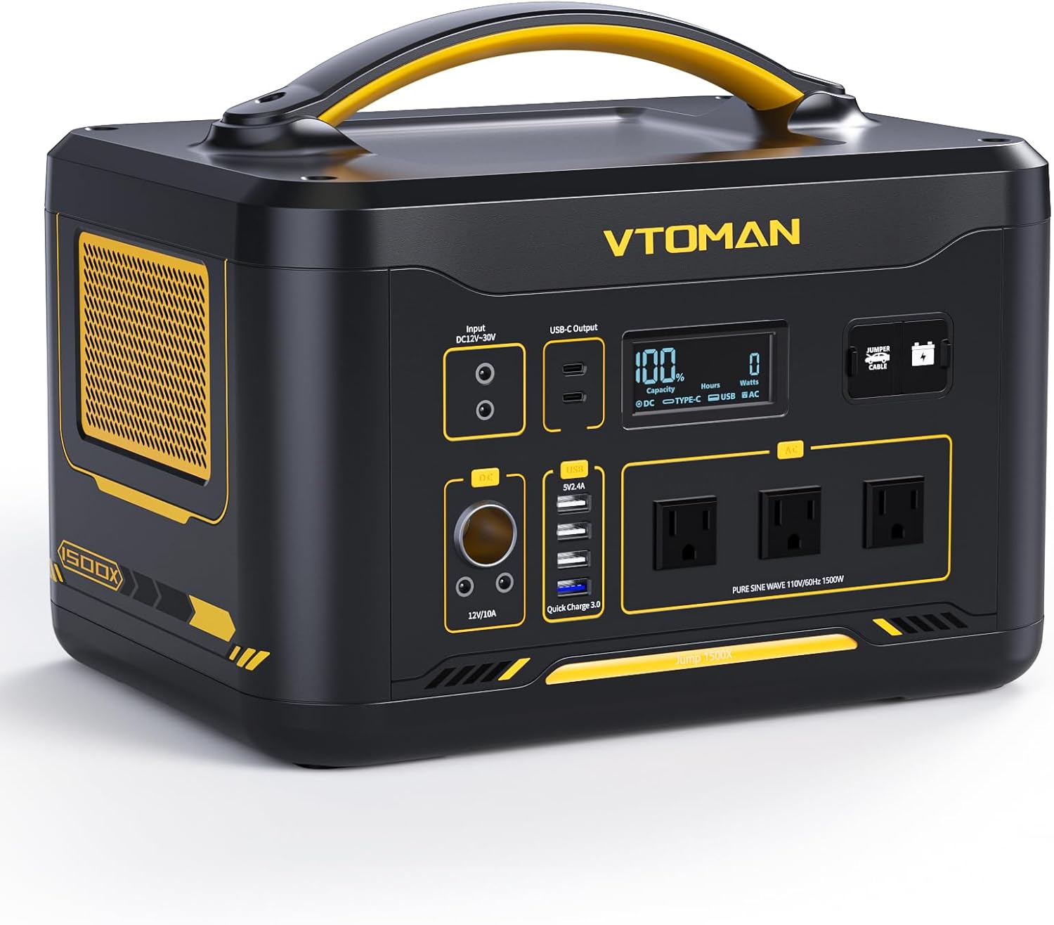 VTOMAN Jump 1500X Portable Power Station, 828Wh LiFePO4 (LFP) Battery, - B0F5MCS4D8