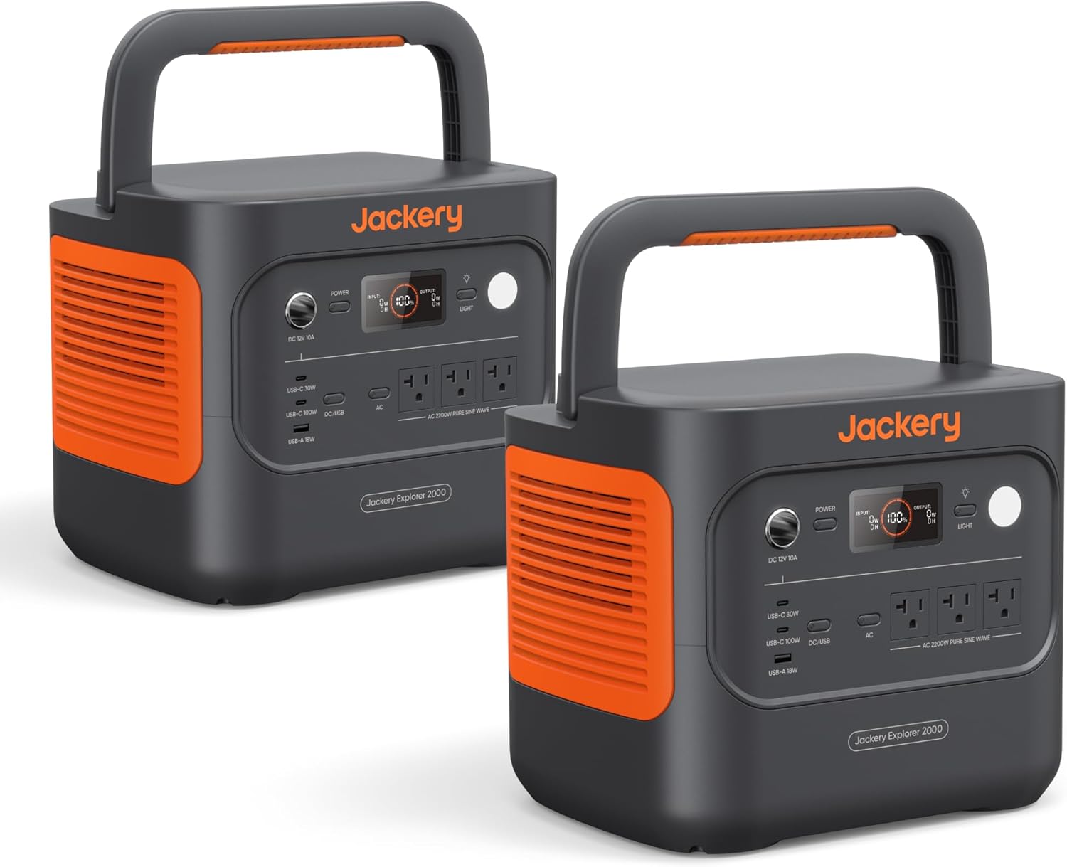 Jackery Explorer 2000 v2 Portable Power Station (2-Pack), 2042Wh LiFePO4 - B0FCSC7MKK