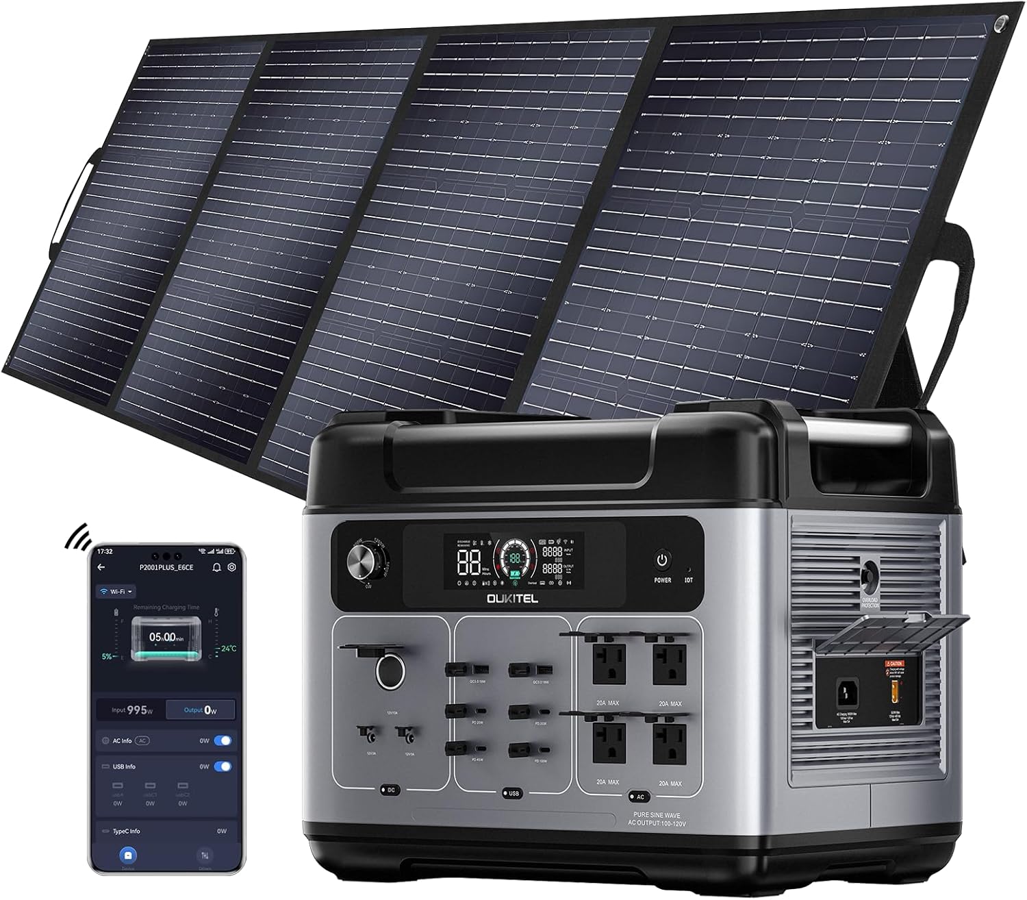 OUKITEL P2001 Plus 2400W/2048Wh Solar power station with 4 AC - B0FB3Q5LW7