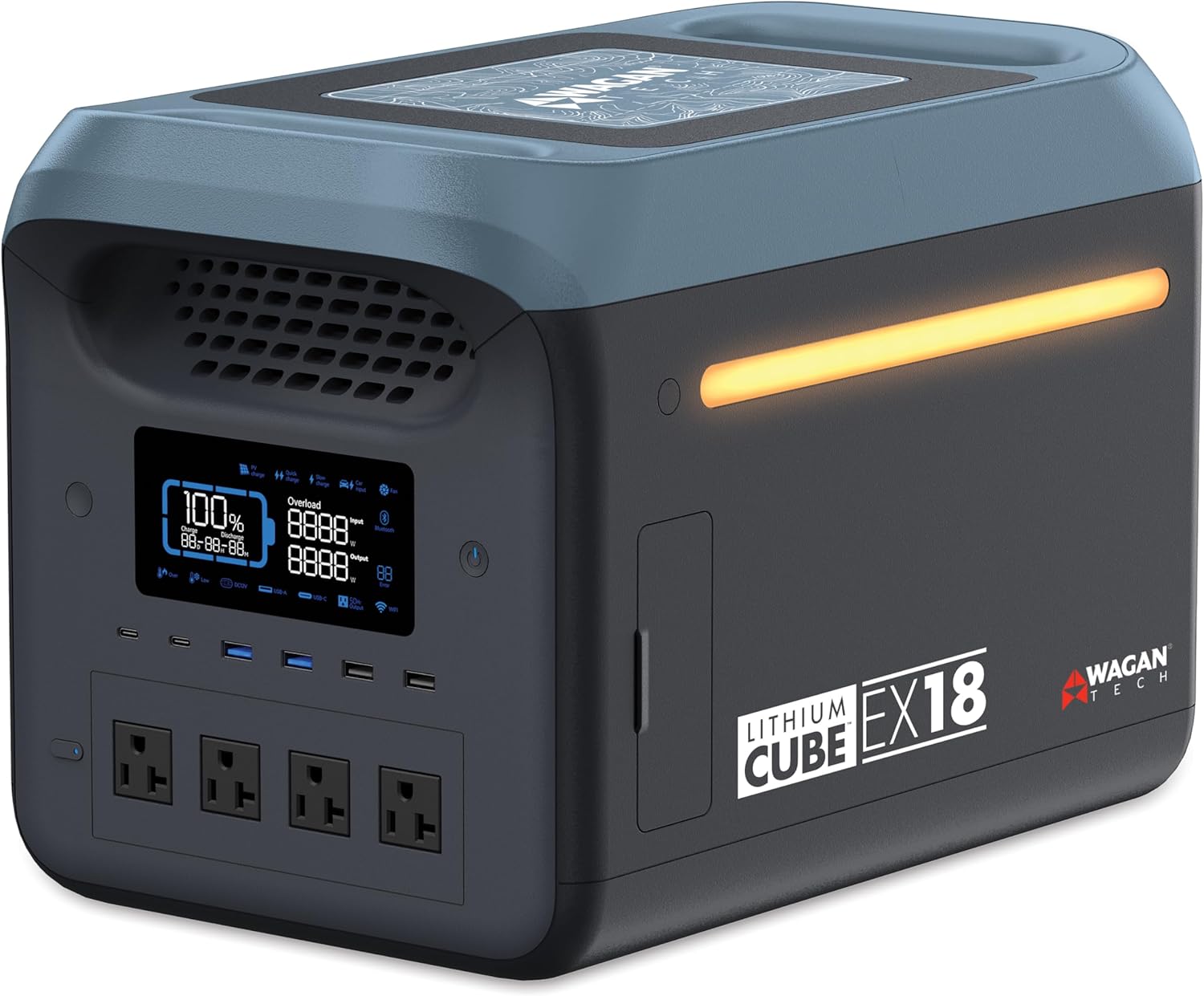 Wagan EL8840 Portable Power Station EX18 Lithium Cube Solar Generator - B0F84JLXVW