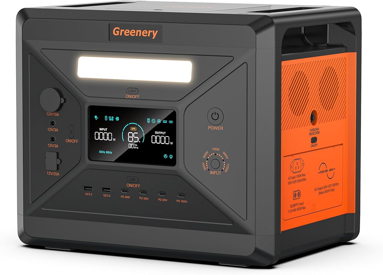 2500W Portable Power Station, (4800W Peak Power) 2300Wh Solar Generator, - B0F7RDBK35
