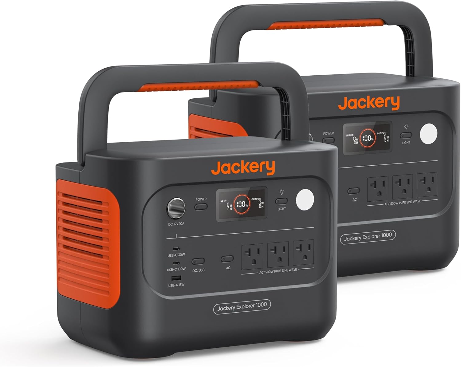 Jackery Explorer 1000 v2 Portable Power Station*2,1070Wh LiFePO4 Battery,1500W AC/100W - B0F6YPV4MM