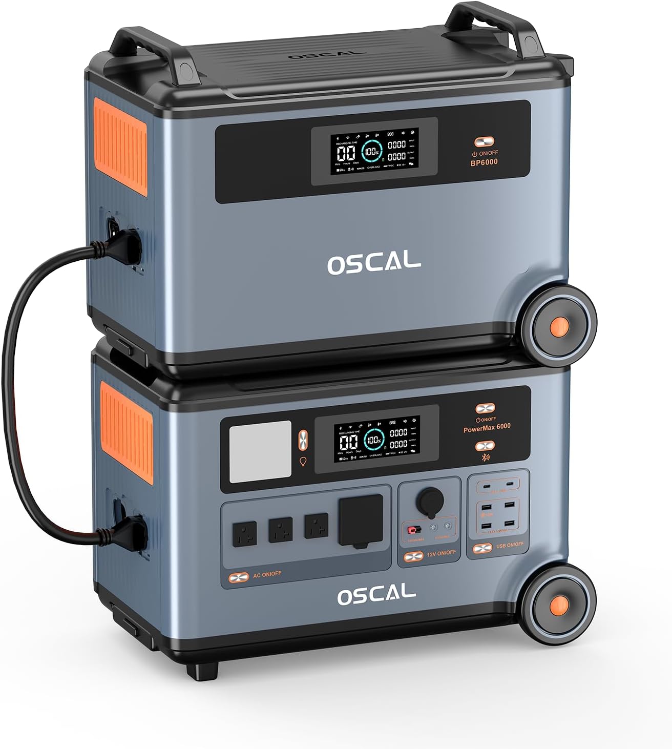OSCAL 6000W/7200Wh Power Station with Expansion Battery, Expand Capacity from - B0F5MG4M86