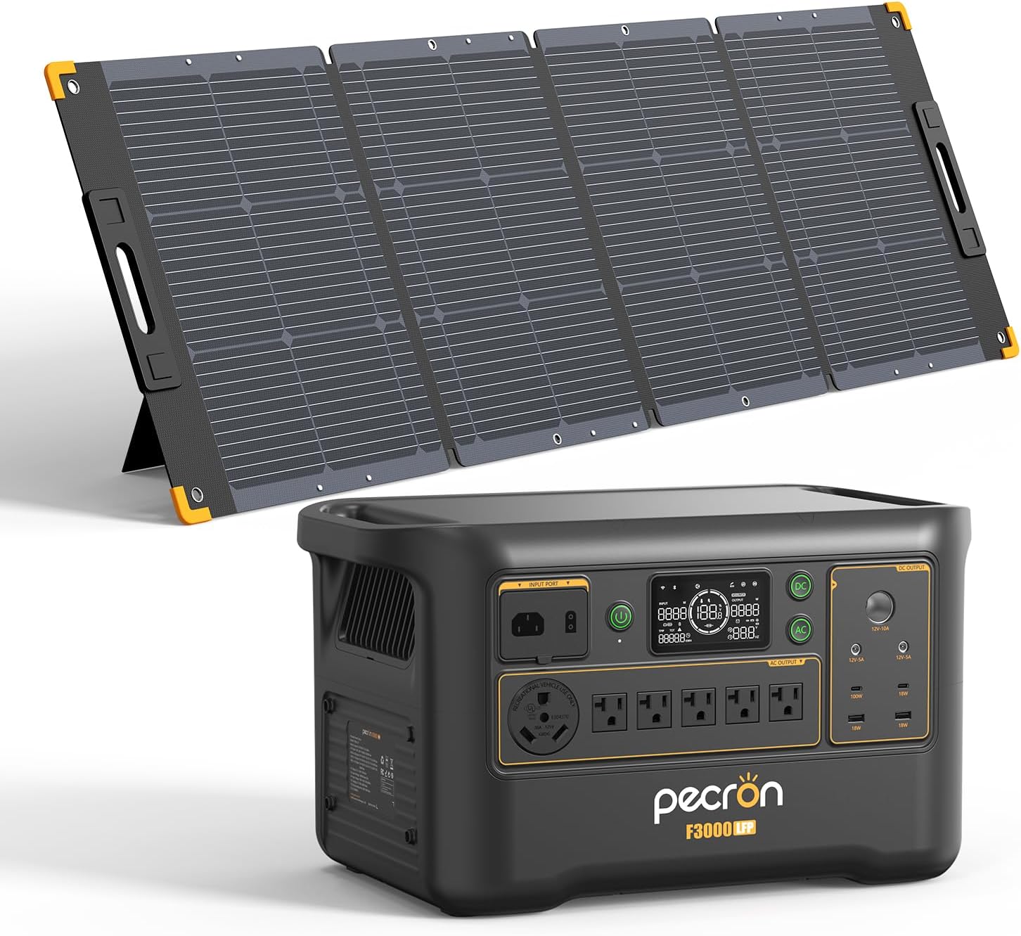 pecron F3000LFP Solar Generator with 300W Solar Panel, 3072Wh Portable - B0F6Y4R8T8