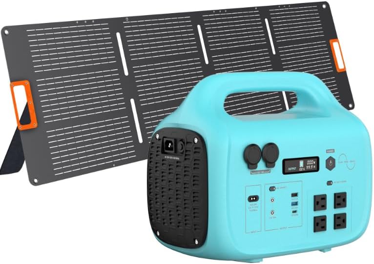 1000W Solar Generator Portable Power Station with Solar Panel 120V - B0FLXFBZ5N