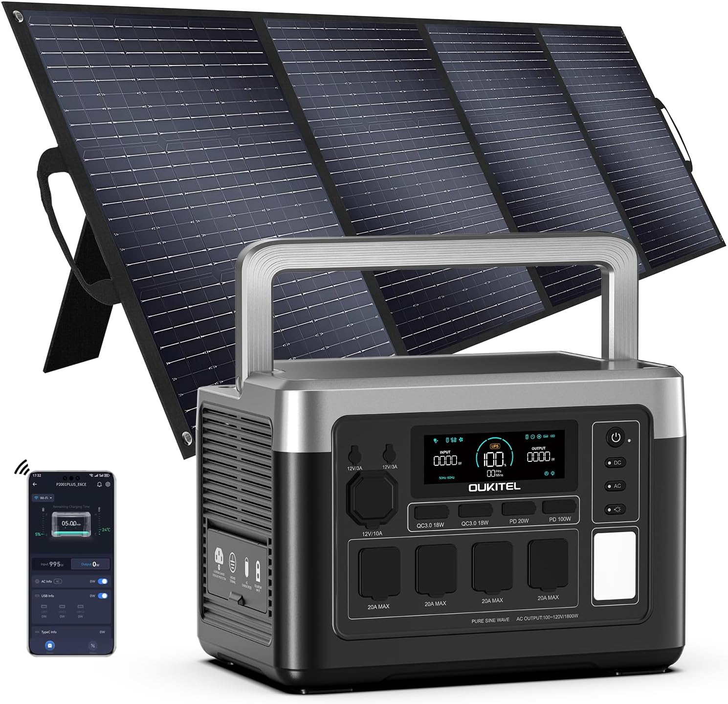 OUKITEL Portable Power Station With 400W Solar Panel P1000 Plus,1024WH - B0FLXTV4VV