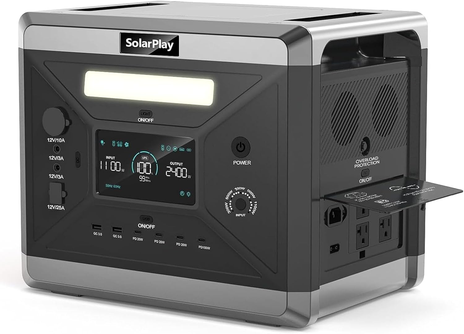 SolarPlay 2400W Portable Power Station (Peak 5000W), 2160Wh LiFePO4 Battery - B0FP4DP7JR