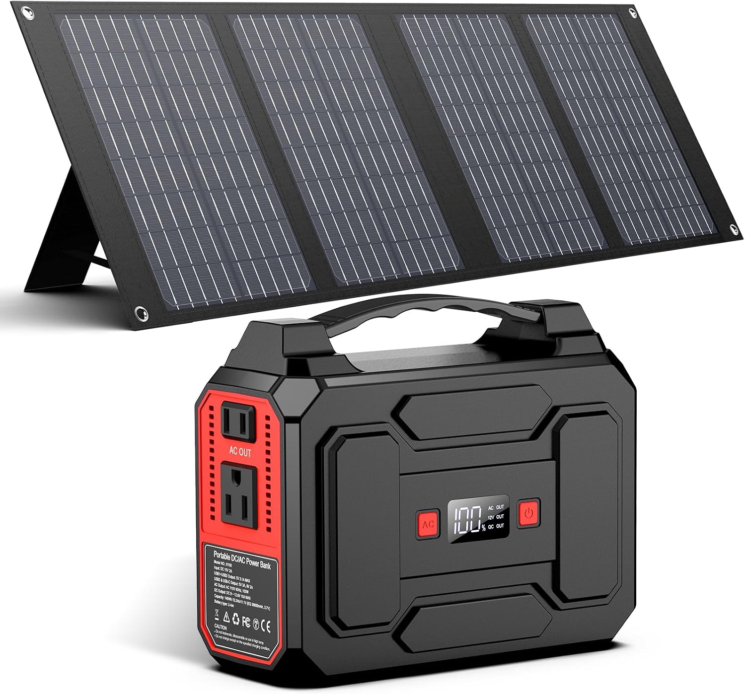146Wh Solar Power Bank with AC Outlet 110V for Home - B0DMJXNMCL