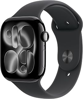 Apple Watch Series 11 [GPS 46mm] Smartwatch with Jet Black Aluminum Case with Black Sport - B0FQF5BZ8Z