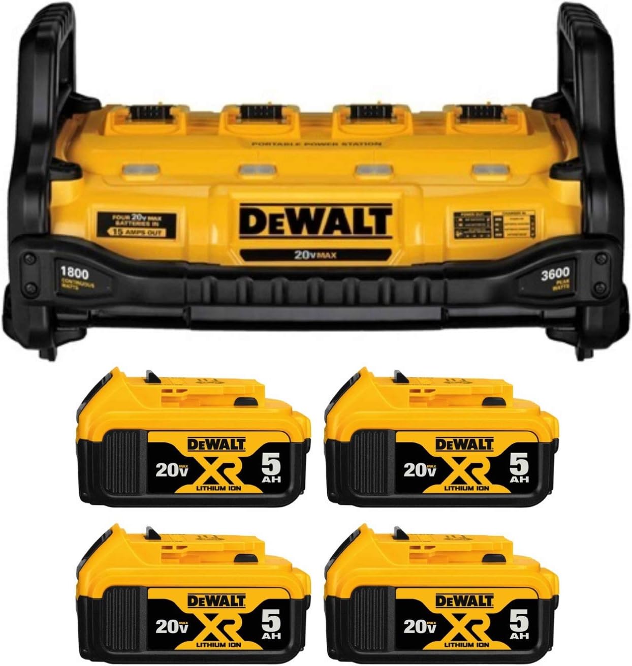 DEWALT DCB1800B Portable Power Station With 4 DCB205 20V MAX - B07H9PXBRP