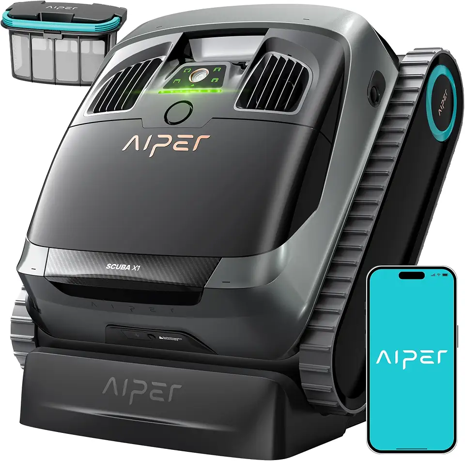 AIPER Cordless Robotic Pool Cleaner, DeepBlack | 6600GPH Powerful Suction, 3μm MicroMesh Filter, Wireless Charging - B0HF79ZJ9H
