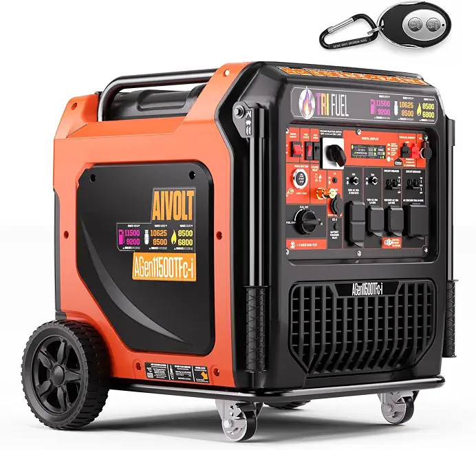 AIVOLT 11500W Tri Fuel Inverter Generator 50A for Whole Home Backup | Gas/Propane/NG Powered. Remote - B0GY443K38
