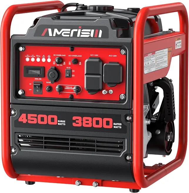 AMERISUN 4500W Open Frame Gas Inverter Generator, CO Alert, 30A RV Outlet | Parallel Ready - B0DQ14SVXR