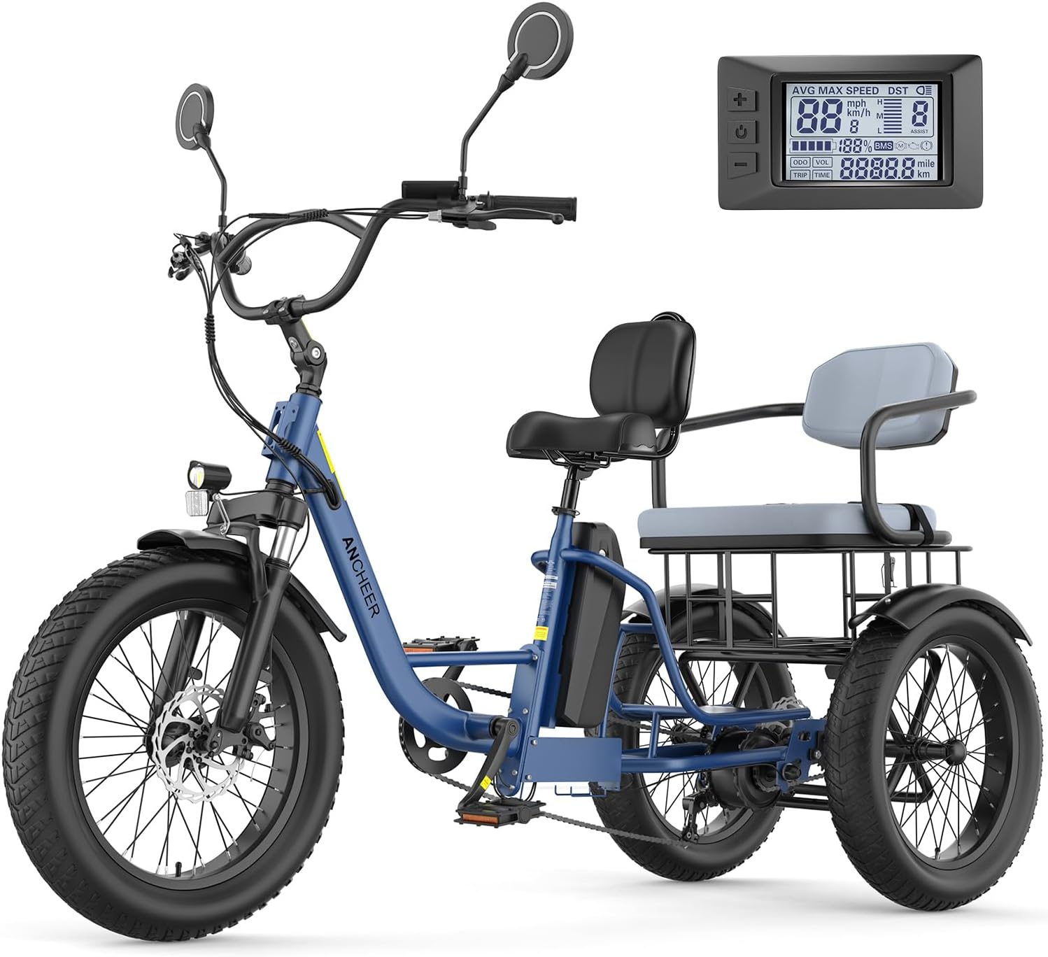 ANCHEER Electric Tricycle for Adults, 20" Fat Tire Electric Trike, - B0H2XJ2FWJ