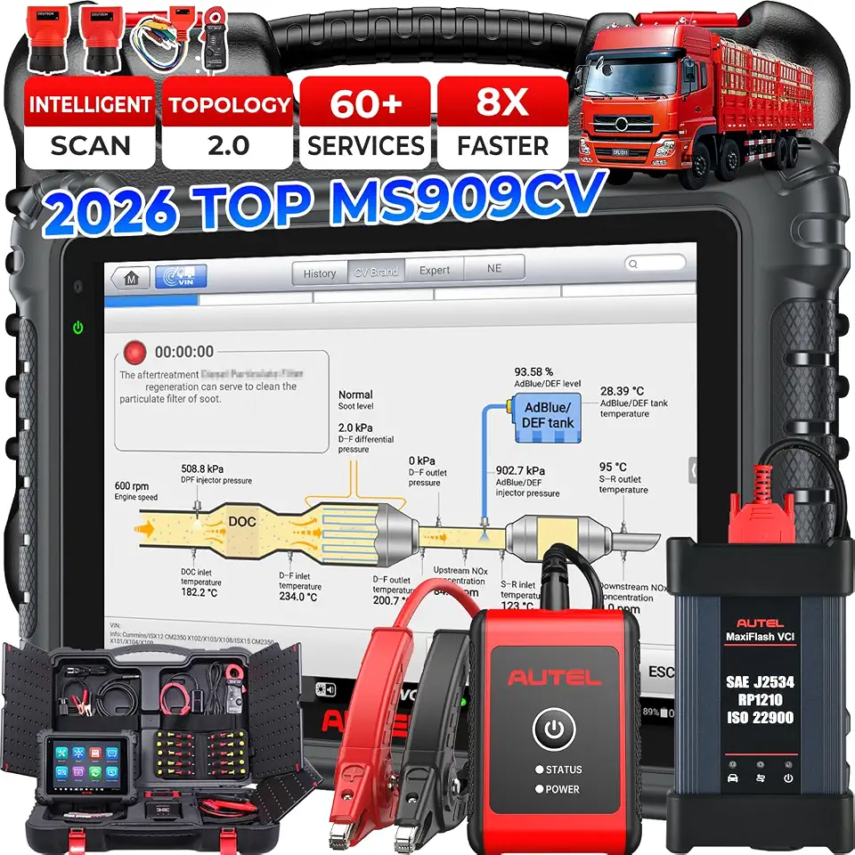 Autel MaxiSys MS909CV, 2026 Top Intelligent Heavy Duty Diesel Scanner | OE-Level J2534 Programming, Motor - B0FWRNZBMX