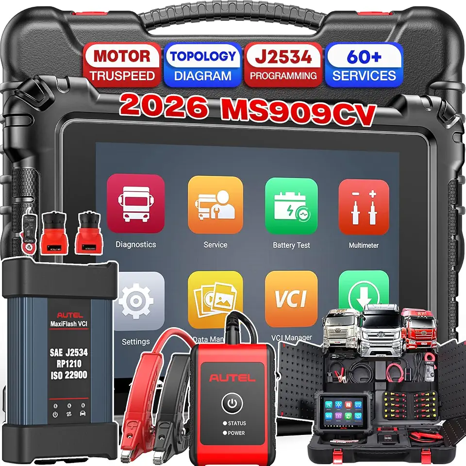 Autel MaxiSys MS909CV Truck Scanner, J2534 Pr0grammer, 64 Resets, 9.7'' | 2026 Top Intelligent Heavy - B0G577RSP1