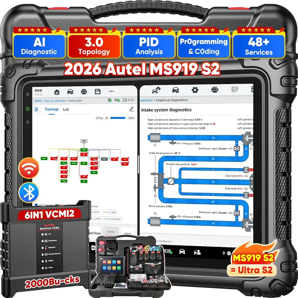 Autel MaxiSys MS919 S2 AI Scanner, 6IN1 VCMI2 ($2000) Topology 3.0 PID | 2026 MS919S2 - B0GHVQXZFV