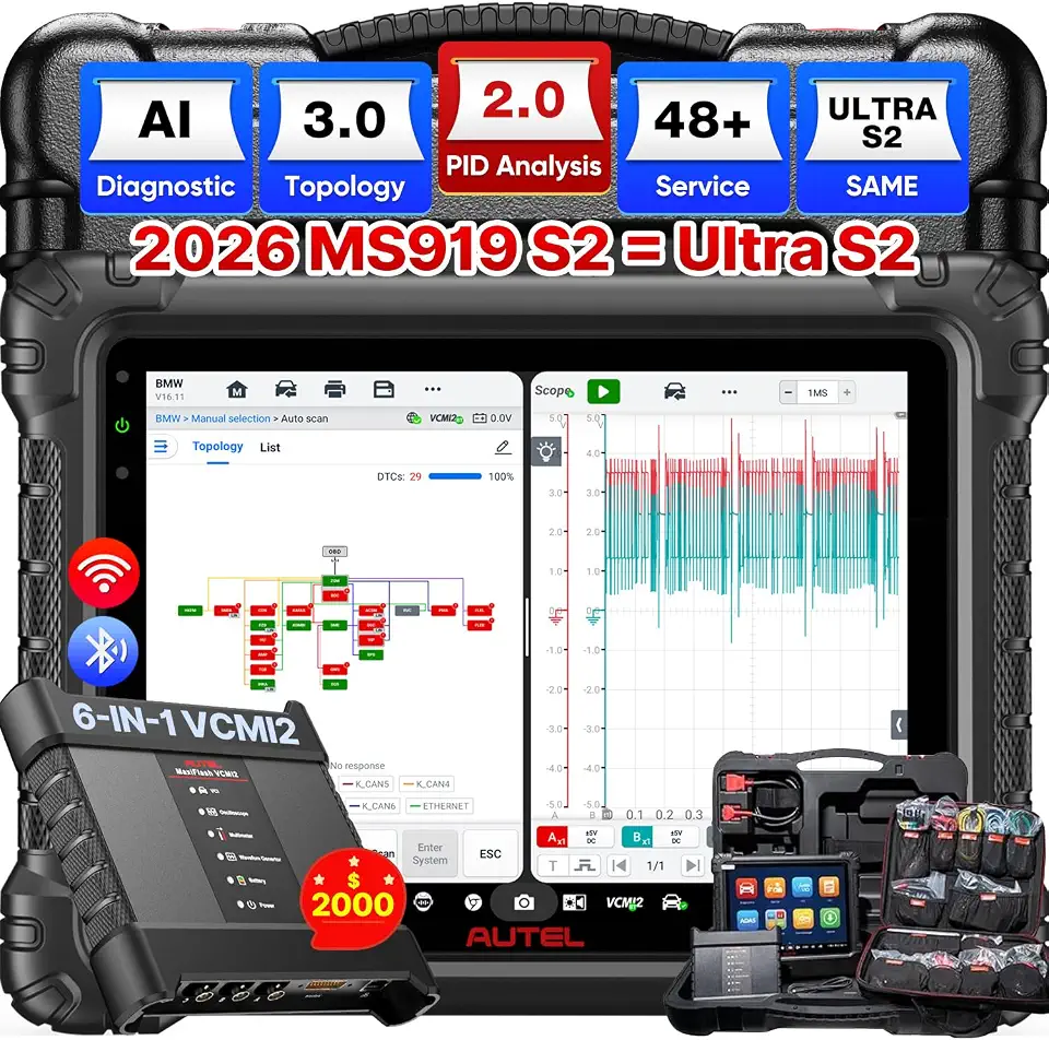 Autel MaxiSys MS919 S2 AI Scanner, Work as Ultra S2, Topology 3, 6in1 VCMI2 | - B0FXMP177Q