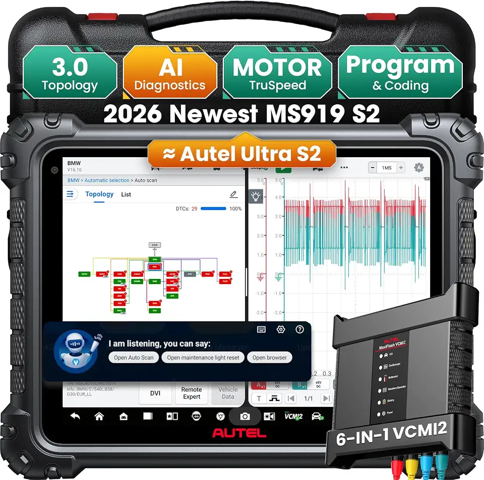 Autel MaxiSys MS919 S2 Intelligent Diagnostic Scanner: Same as MS Ultra S2 | 6-in-1 VCMI2, - B0GCMB61YF