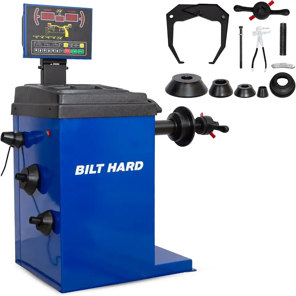 BILT HARD Wheel Balancer Machine, 110V/60Hz with & Automatic Measurement Ruler and Laser Positioning, 36mm - B0H33SHYHW