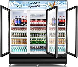 Commercial Beverage Refrigerator, 75" W 60 Cu. Ft. Commercial Drink Fridge, Display Refrigerator with 3 - B0F1YH8MTD