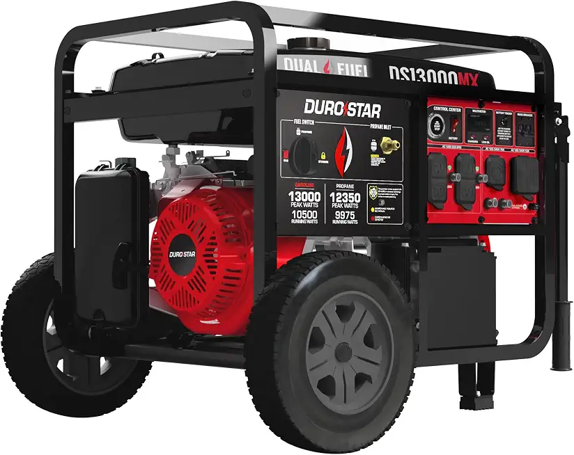 DuroStar DS13000MX 13,000-Watt 500cc Dual Fuel Portable Generator - Gas and Propane, Remote Electric Start, - B0CX7CVDTB
