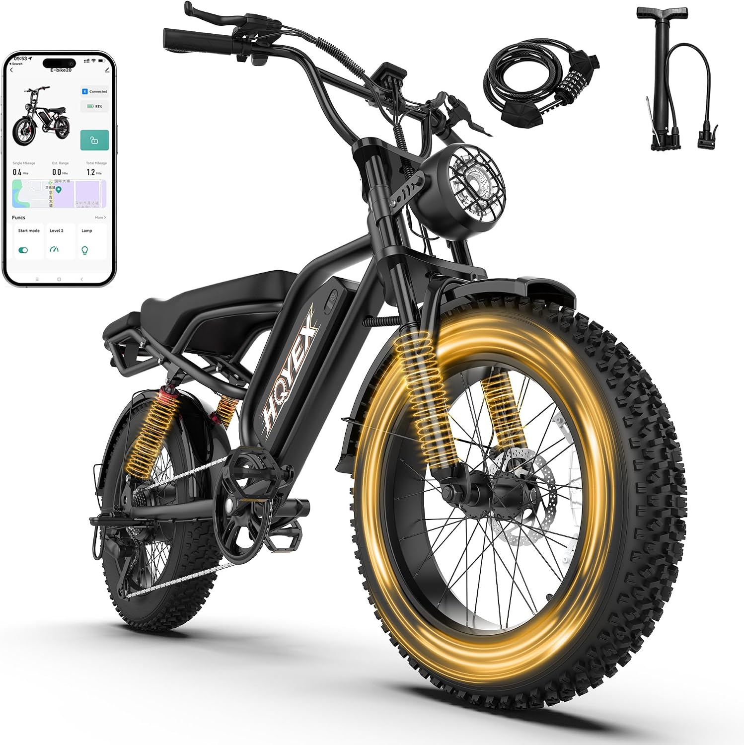 Electric Bike for Adults, 1500W Brushless Motor Ebike, 20" Fat - B0H7976N7J