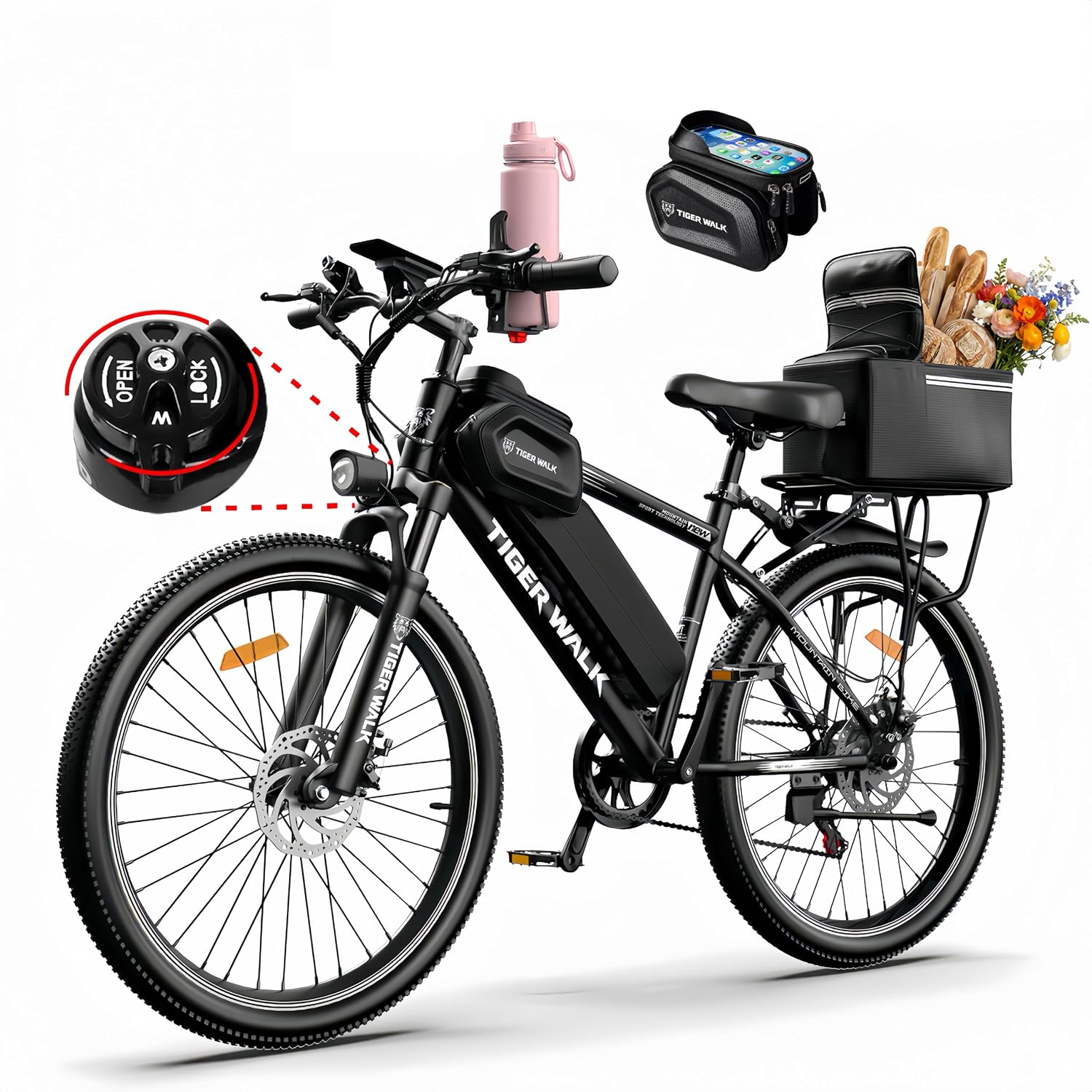 Electric Bike for Adults, 26" Mountain Ebike, Lockout Suspension Fork, - B0H7XS9FHH