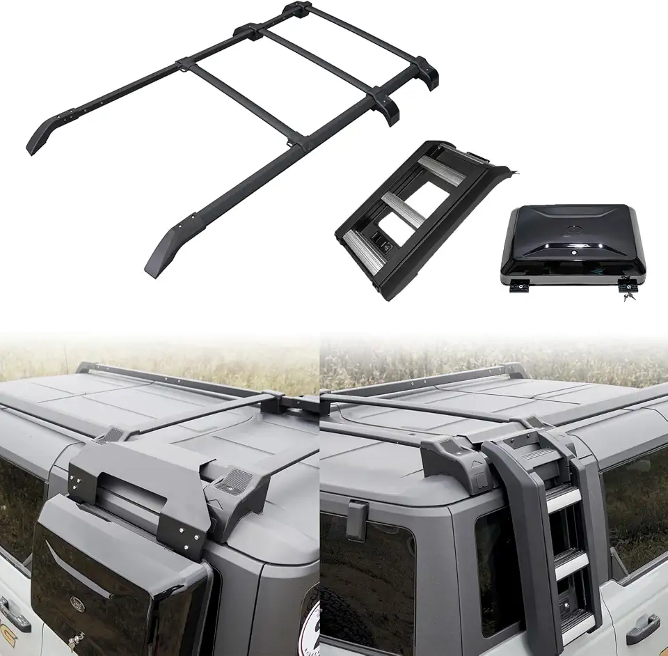 Extended Roof Rack Cross Bars & Side Ladder & Side Box for 2021-2026 Ford Bronco - B0DP4MVP7Z