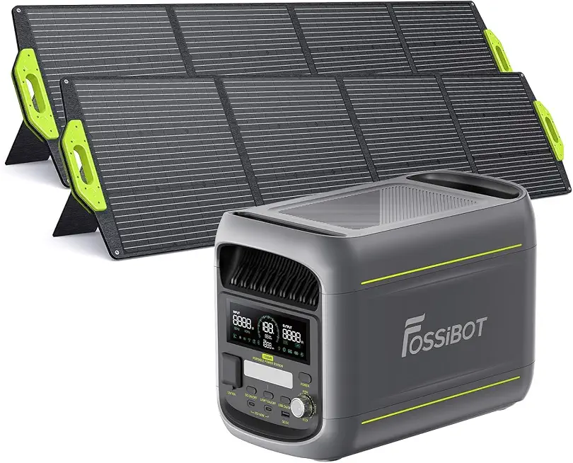 FOSSiBOT F1800 Solar Generator 1800W with 200W solar panel*2, 1200W power output, 1024Wh LiFePO₄ Portable - B0HH3HBZ8C