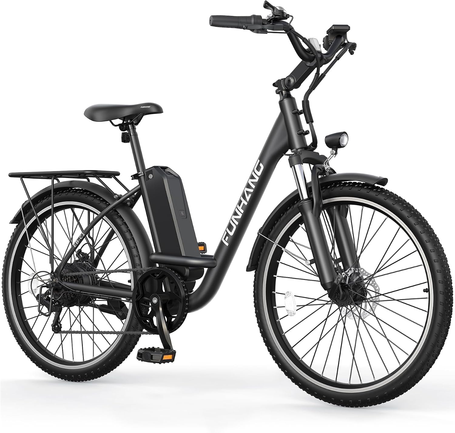 Funhang Electric Bike for Adults, 26" City Cruiser Ebike with - B0G93KV7Q8