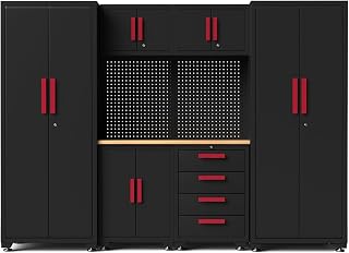 Garage Storage Cabinet System, 8-Pcs Garage Cabinets and Storage System Corner Workshop Set with Corner - B0HFMS2DKJ