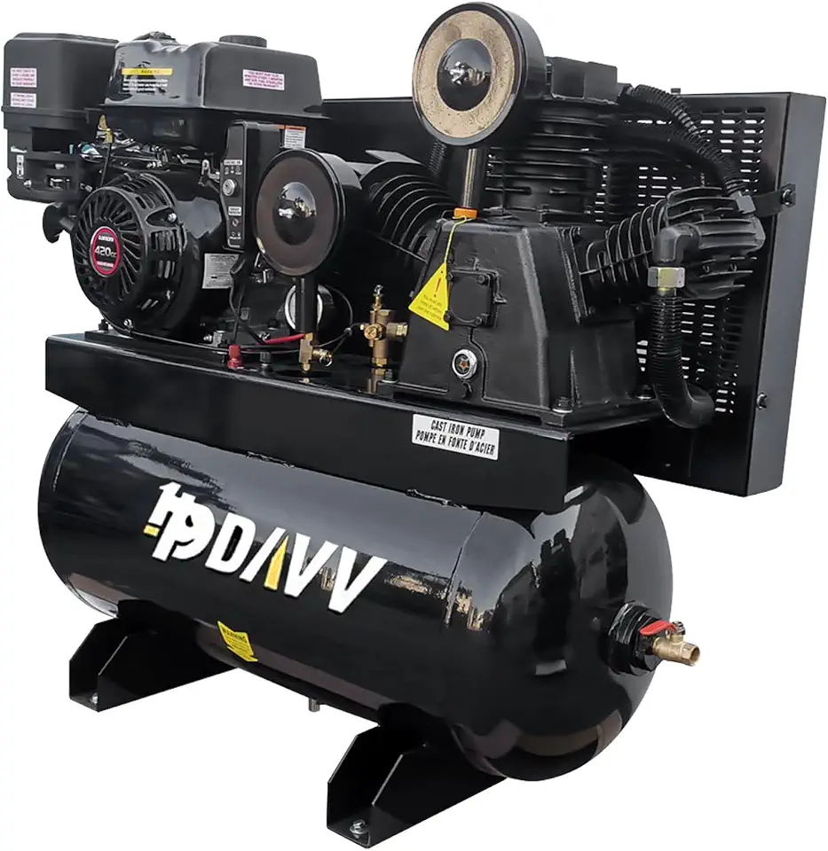 Gas Powered Piston Air Compressor 13 HP 24 CFM 180PSI 12v Electric Start | Gasoline - B0HCV6DY56