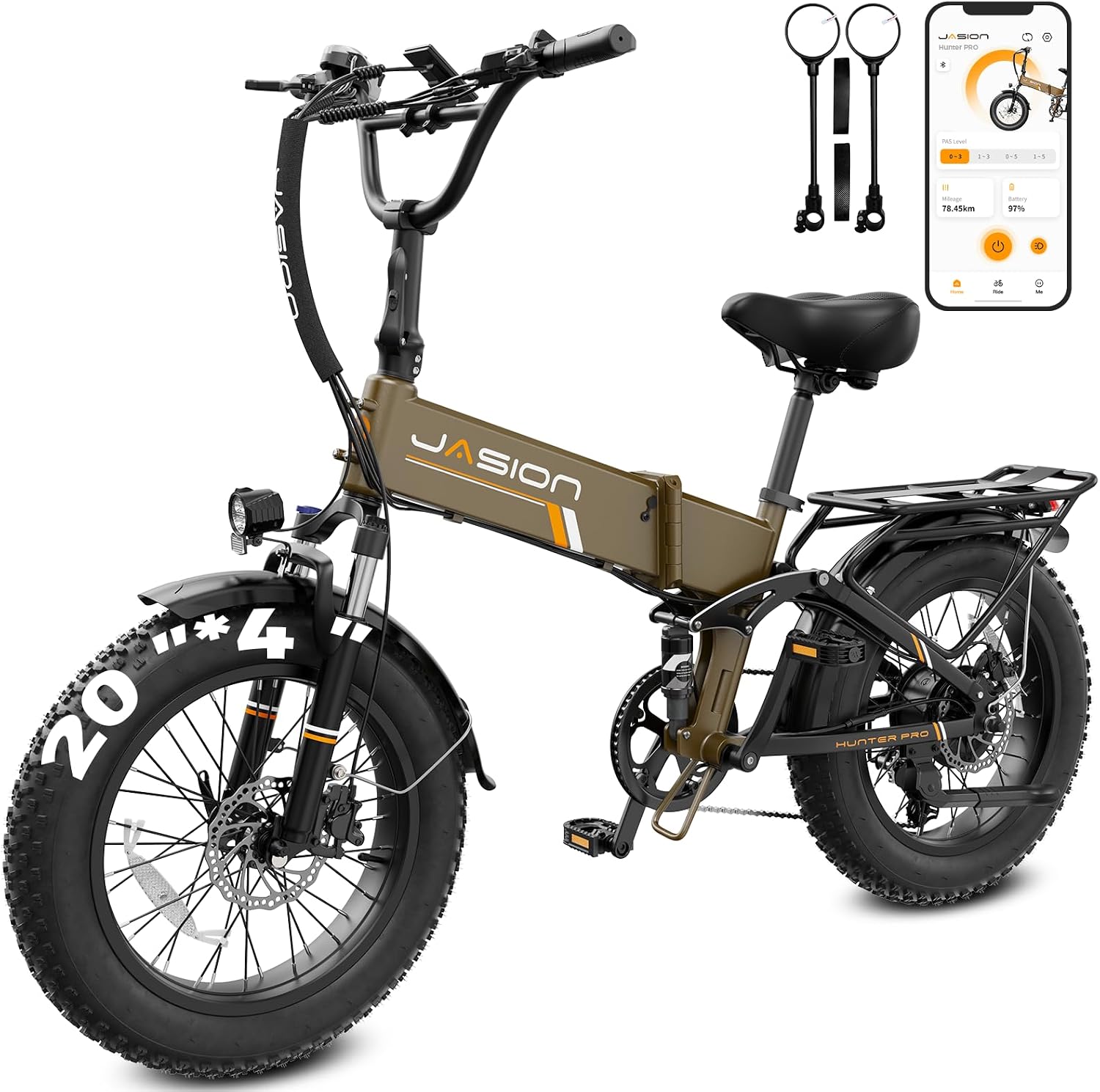 Jasion X Hunter PRO/ST Electric Bike for Adults,1800/1400W Peak 20''Fat - B0G82N57ZY