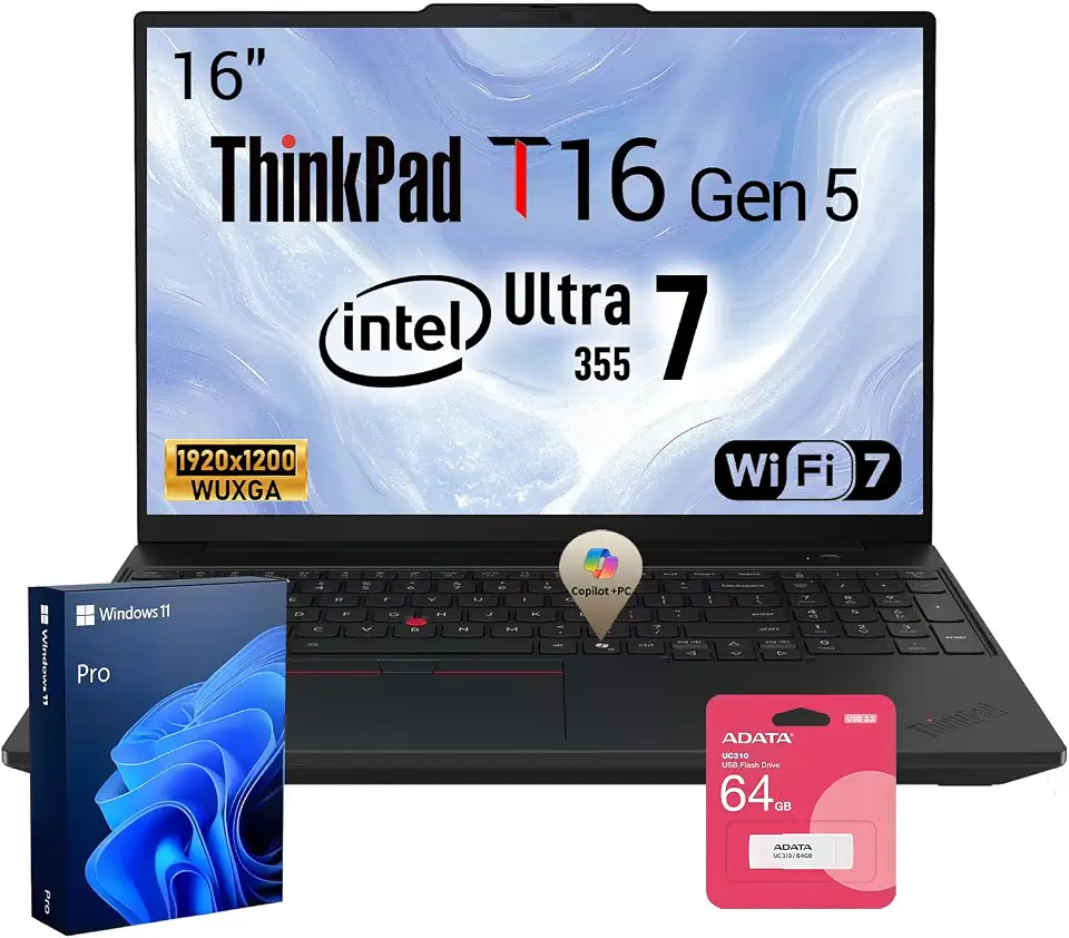 Lenovo ThinkPad T16 Intel Core Ultra 7 355 16GB + 4TB AI Business Laptop | - B0HGL35JYF